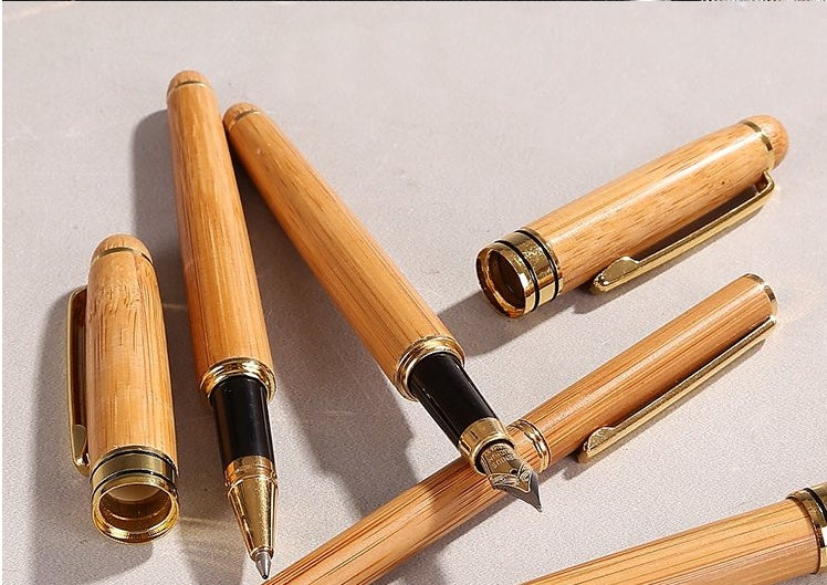 Personalised Engraved Bamboo Fountain Pen | Piston Ink | 0.58mm Nib | Bamboo Gift Box | Custom Name Engraving