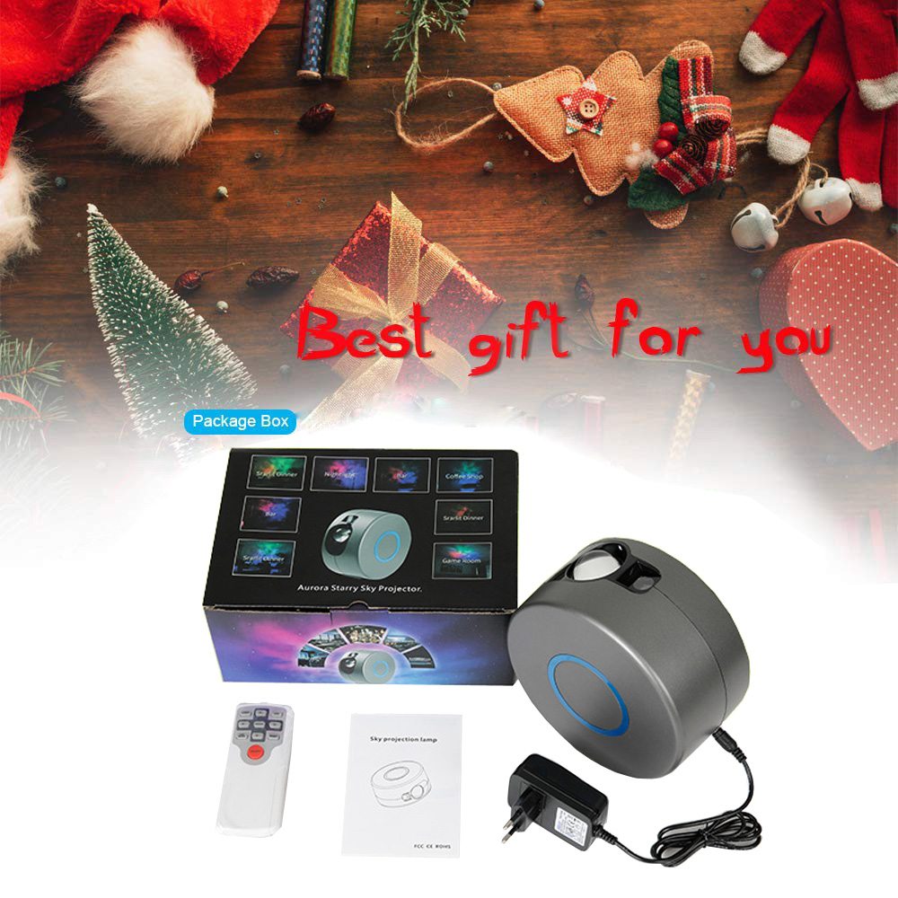 Galaxy Star Projector with Remote Control | 7-Colour | 5W LED | Laser | 20–30m Remote | AU, EU, UK, US & USB | Grey & White | Bedroom & Party Decor