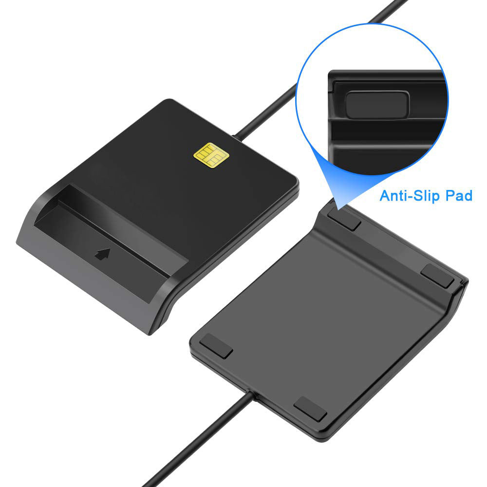 DM-HC65 USB 2.0 Smart Card Reader | ISO 7816 | ID, CAC, SIM, ATM, Bank & Tax Cards | 5V/3V/1.8V | Windows & Mac | Black