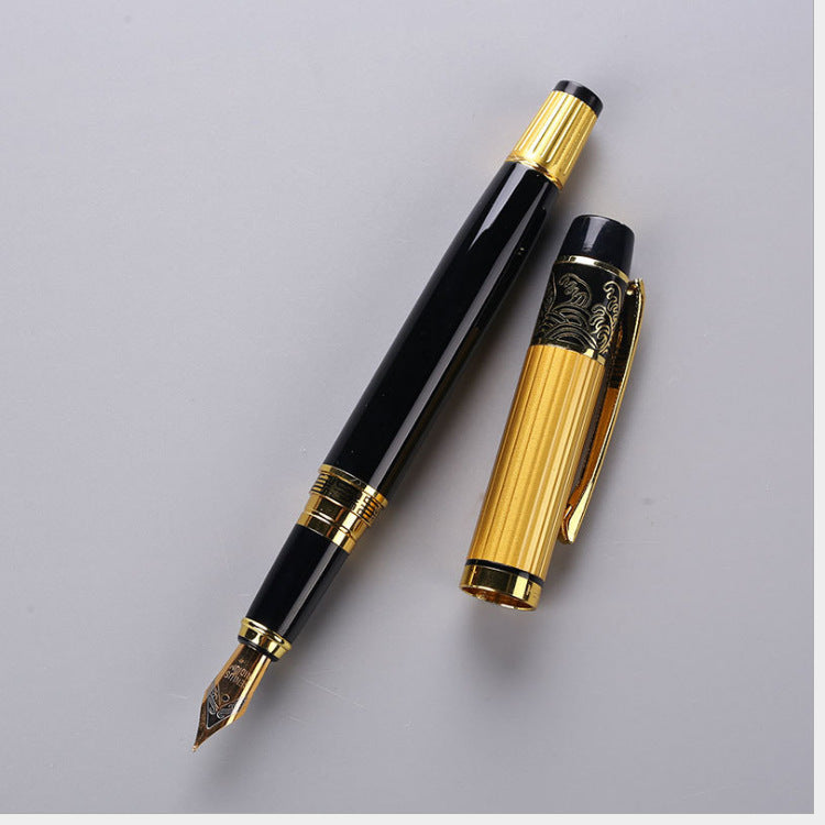 Metal Fountain Pen | Iridium Nib | Piston Ink System | Smooth Writing | Students & Gift | Black