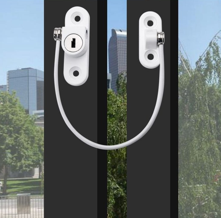 Child Safety Window & Cabinet Chain Lock | Flexible Cable | Adhesive Mount | Black & White | 1–8pcs
