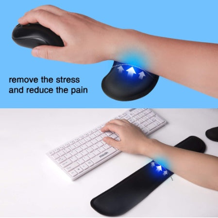 Memory Foam Wrist Rest & Mouse Pad | Ergonomic | Non-Slip Rubber Base | Keyboard & Mouse Support | 5 Styles