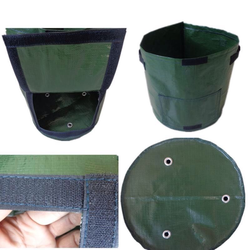 PE Garden Grow Bag | Breathable | Drainage Holes | Side Harvest Window | Double Handles | Reusable & Foldable | White/Green & Black | 5 Sizes | Balcony, Garden & Outdoor Planting