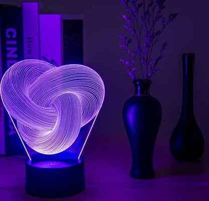 Twist Abstract 3D Acrylic LED Night Light | 3W | 5V USB | 7-Colour + Gradient | Touch & Remote | Gift