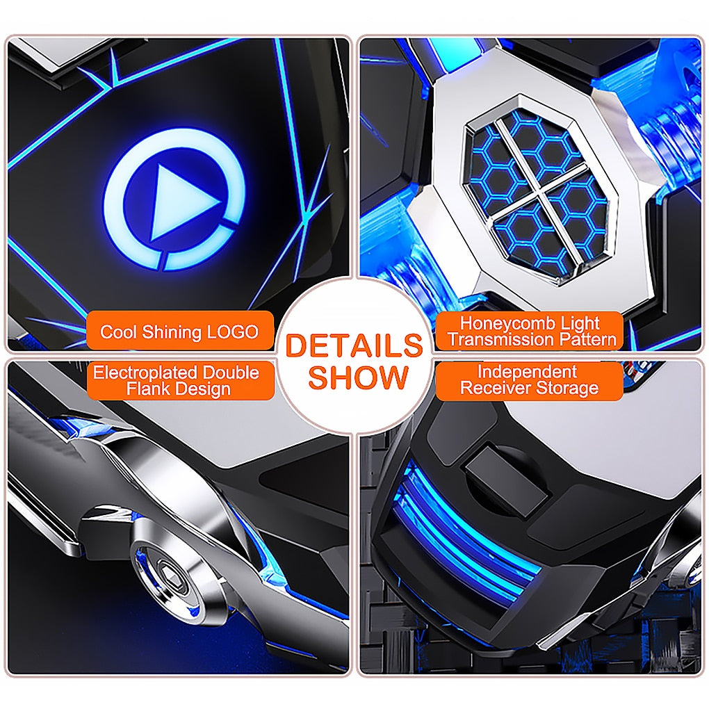 Silver Eagle A7 Wireless Gaming Mouse | 1600 DPI | 7-Colour RGB | Rechargeable | Silent | Black & White