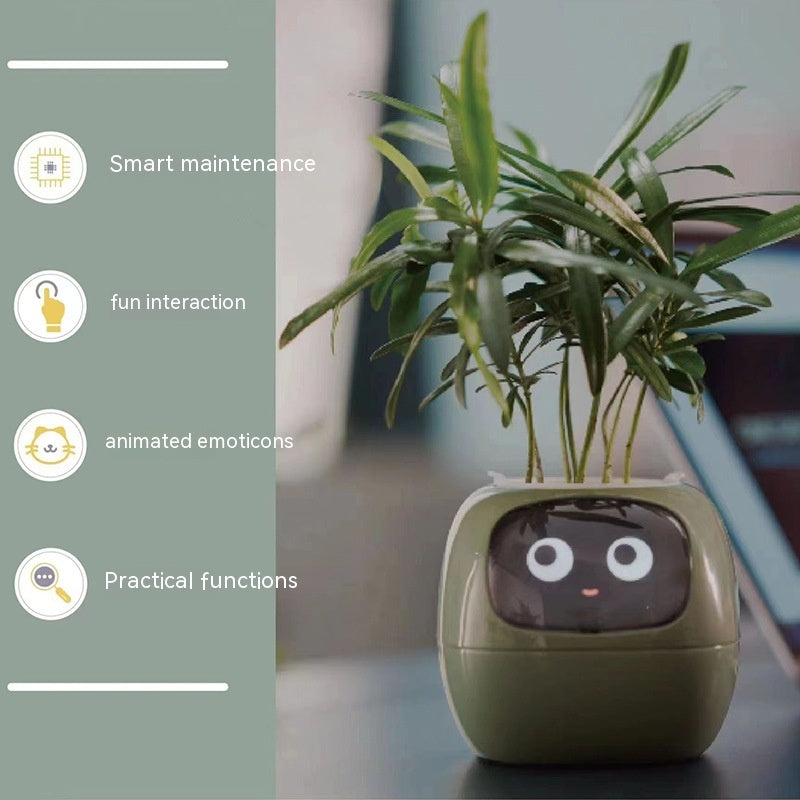 Smart AI Electronic Plant Pot – 7 Sensors, 49+ Expressions & Intelligent Water Monitor