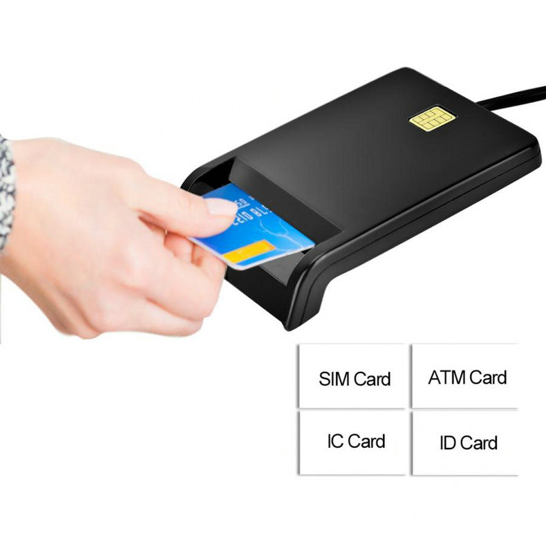 DM-HC65 USB 2.0 Smart Card Reader | ISO 7816 | ID, CAC, SIM, ATM, Bank & Tax Cards | 5V/3V/1.8V | Windows & Mac | Black