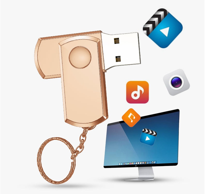 Metal USB Flash Drive | 128GB & 256GB | OTG | Gold, Rose Gold & Silver | USB TV & Car Audio Ready