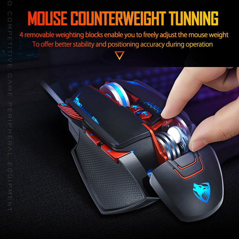 Thunder Wolf V9 Wired Gaming Mouse | 6 Buttons | 2500 DPI | Touch Scroll Wheel | Ergonomic | USB 1.5m | Black & Grey