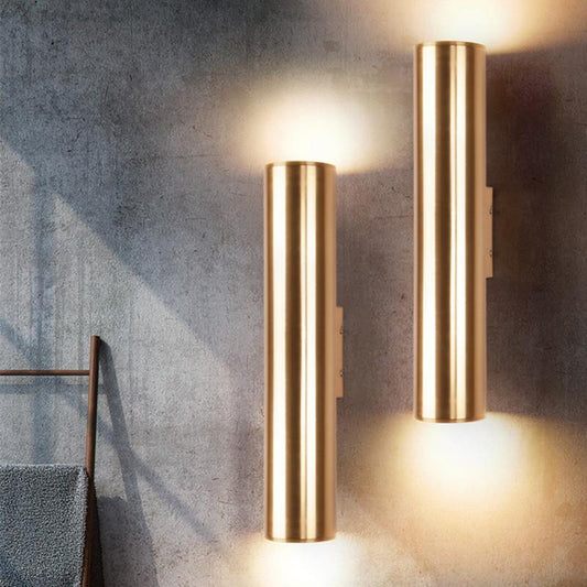 Gold Aluminium LED Wall Sconce | 220V | LED Light | 6 Sizes | 6×30cm to 10×50cm | Vintage Industrial Style | Indoor Wall Light | Bedroom, Living Room & Corridor
