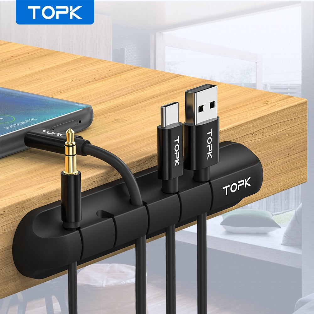 Silicone Desk Cable Management Clips | Self-Adhesive | 3, 5 & 7 Clip Styles | Single, Twin & 6-Pack | USB, Headphone & Desk Wire Organiser | Black