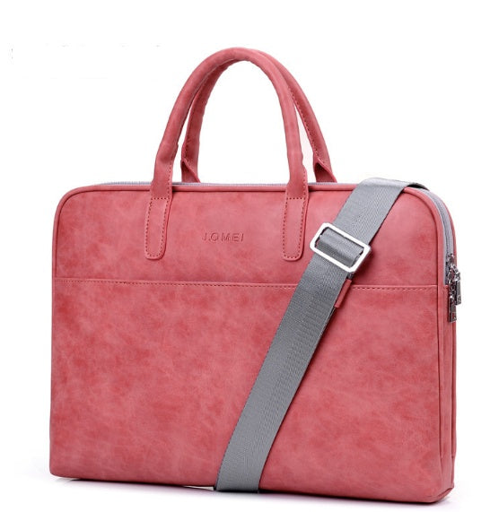 Faux Leather Laptop Shoulder Bag for Women | 13.3"–17.3" | Waterproof, Multi-Pocket | Black, Pink, Red