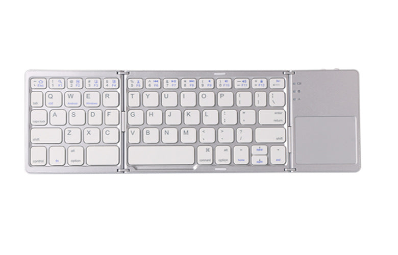 Tri-Fold Bluetooth Keyboard with Touchpad | Bluetooth 3.0 | 100hr Battery | Apple, Android & Windows | Black & Silver | English & Spanish