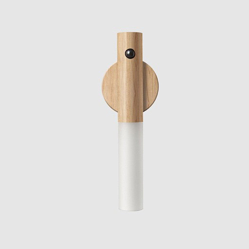 PIR Motion Sensor LED Night Light | Magnetic Wood Base | USB Rechargeable | 4m Detection | Warm White | Ash & Walnut
