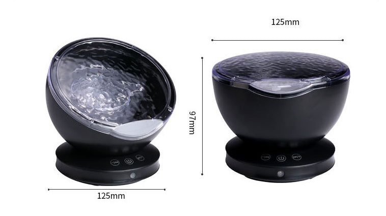 Ocean Wave Projector Night Light | Built-In Speaker | Remote & TF Card | USB & Battery | Aurora Projection | Black & White