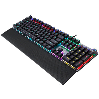 F2088 Full-Size Mechanical Keyboard with Wrist Rest | 108 Keys, USB Wired | Windows & Mac | Black & Cyan Blue