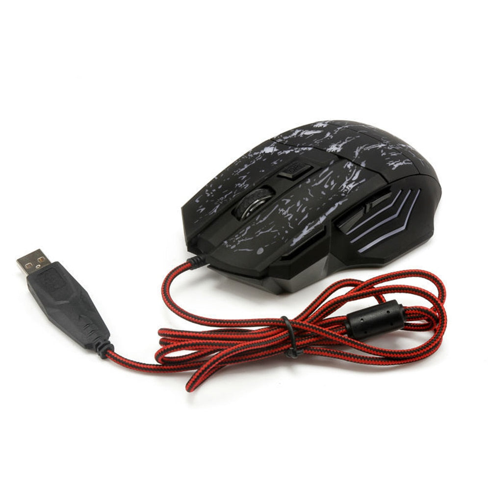 USB Wired RGB Gaming Mouse | 7 Buttons | 4-Gear DPI up to 1200 | 4-Way Scroll | Transparent Design | 1.5m Cable | Plug & Play | 127×85×37mm | Black