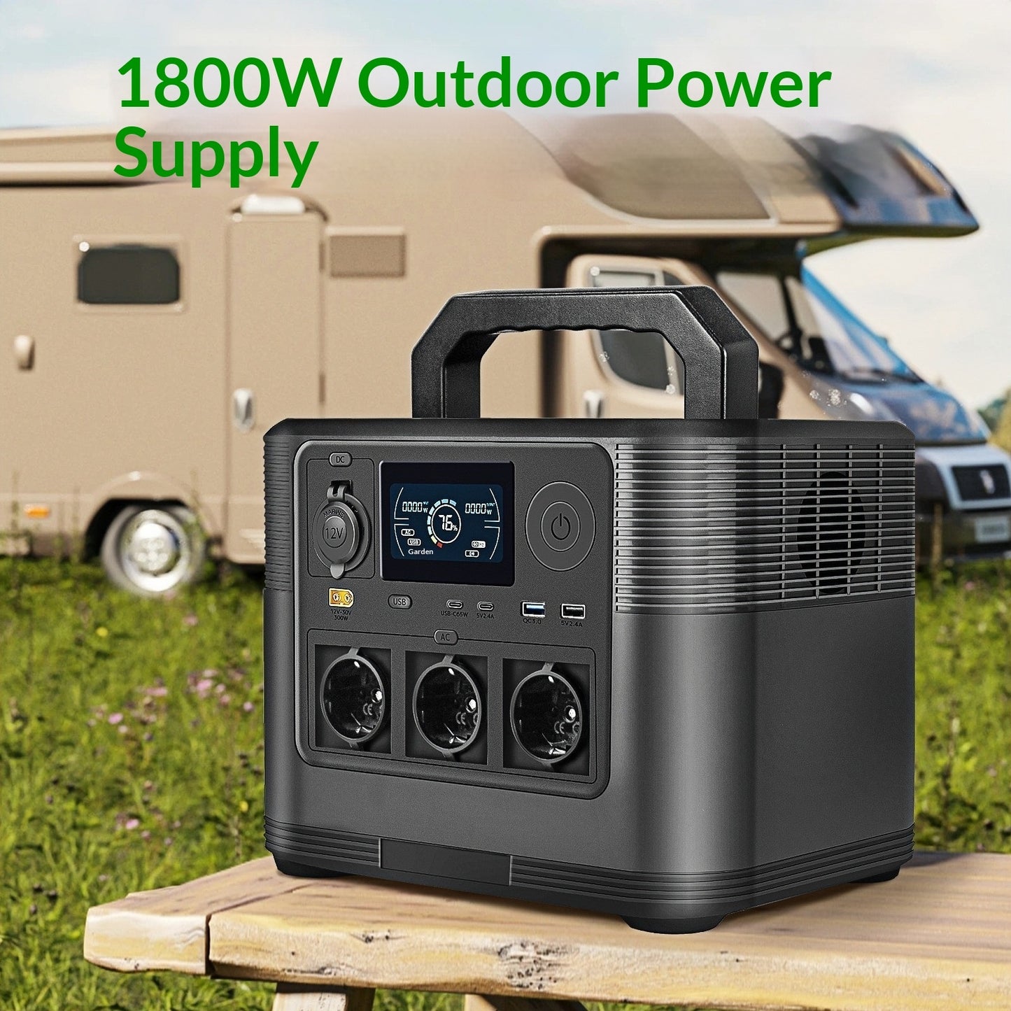 1800W LiFePO4 Portable Power Station | High-Capacity Outdoor Energy Storage (AU/EU/UK/US)