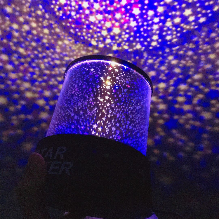 LED Star Projector Night Light | Auto-Flashing Multi-Colour Stars | ABS | 10.9×10.9×11.6cm | Battery Powered | Kids Bedroom & Ceiling Decor