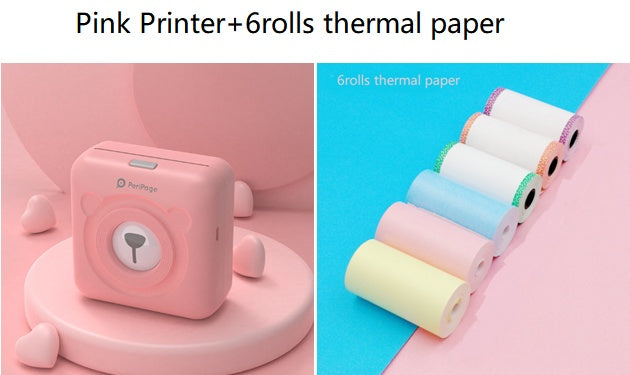 Peripage Mini Bluetooth Thermal Printer | No Ink | Photos, Labels & Stickers | 79×42×79mm | iOS & Android | Blue, Pink, Red & White | Printer & Paper Bundles