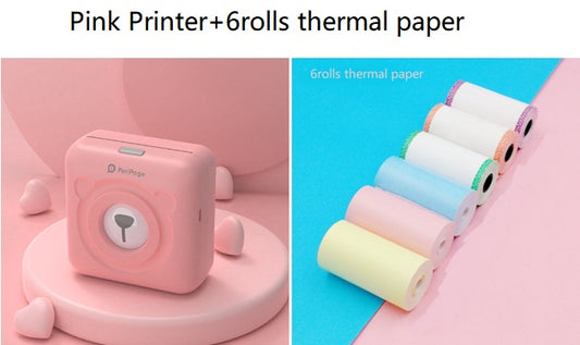 Peripage Mini Bluetooth Thermal Printer | No Ink | Photos, Labels & Stickers | 79×42×79mm | iOS & Android | Blue, Pink, Red & White | Printer & Paper Bundles