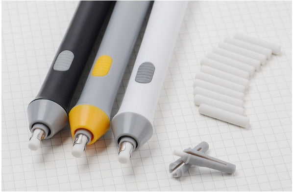 Electric Eraser Pen | Battery-Operated | Artists, Students & Office | Black & Gray | Replacement Cores Available