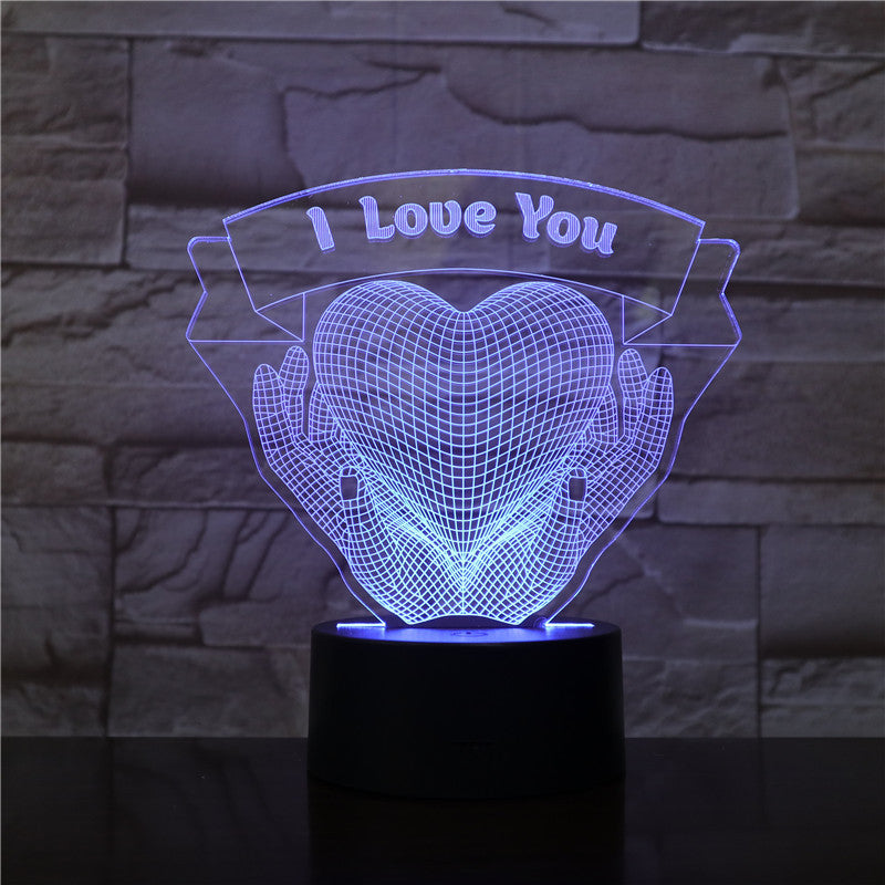 3D Acrylic LED Night Light | Hands Holding Love | 7 & 16 Colours | Touch & Remote Control | USB | Gift
