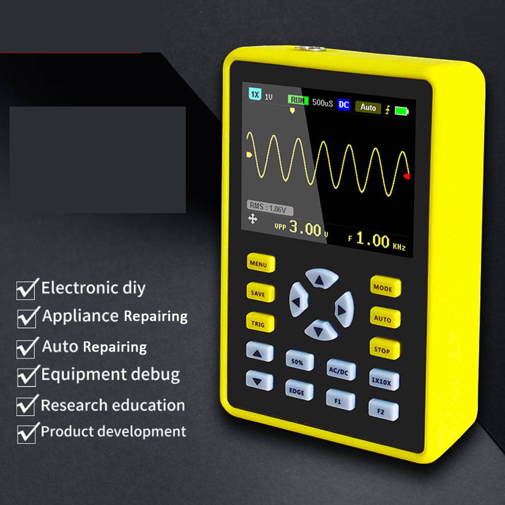 ADS5012H 100MHz Digital Oscilloscope | 500MS/s, 2.4" IPS, 5000mAh Battery, USB, Waveform Storage