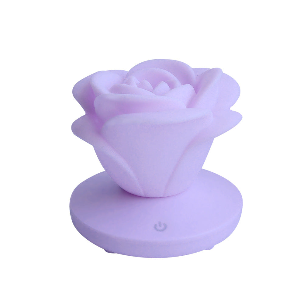 Mini Rose Night Light | 8 LED | 3-Speed Touch Dimming | 1200mAh USB Rechargeable | Soft PVC Petals | 10×10×9.6cm | 8hr Battery | Blue, Pink, Purple & White