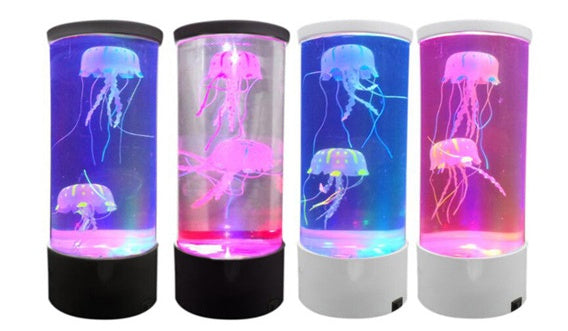 LED Volcanic Eruption Jellyfish Aquarium Lamp | USB & Battery | Colour-Changing LED | 105×105×280mm | Floating Volcanic Beads | Bedroom, Office & Living Room Night Light