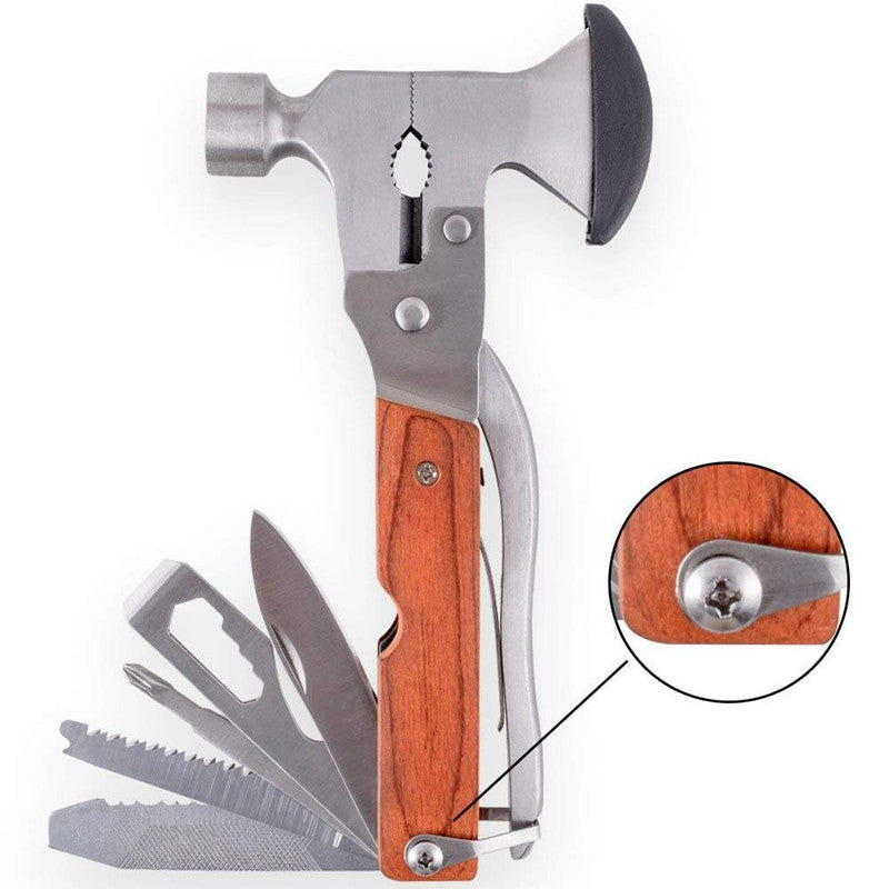 11-in-1 Multi-Tool Pliers Set | Stainless Steel | Pliers, Knife, Saw, Axe, Hammer & More | Folded 16×9×3.5cm | 400g | Oxford Carry Bag | Camping, Outdoor & Home | Brown