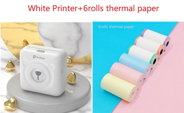 Peripage Mini Bluetooth Thermal Printer | No Ink | Photos, Labels & Stickers | 79×42×79mm | iOS & Android | Blue, Pink, Red & White | Printer & Paper Bundles