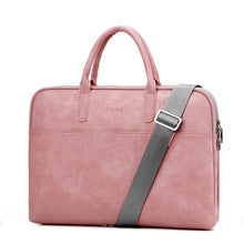 Faux Leather Laptop Shoulder Bag for Women | 13.3"–17.3" | Waterproof, Multi-Pocket | Black, Pink, Red