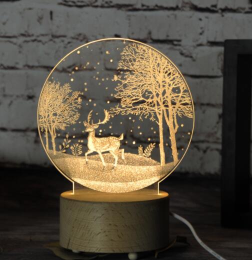 Acrylic LED Night Light with Remote Control | USB | ≤36V | 210×150mm | 10,000hr | Dandelion, Deer, Earth, Good Night & Moon | Bedroom & Home Decor