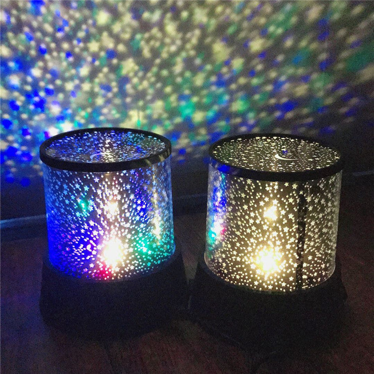 LED Star Projector Night Light | Auto-Flashing Multi-Colour Stars | ABS | 10.9×10.9×11.6cm | Battery Powered | Kids Bedroom & Ceiling Decor
