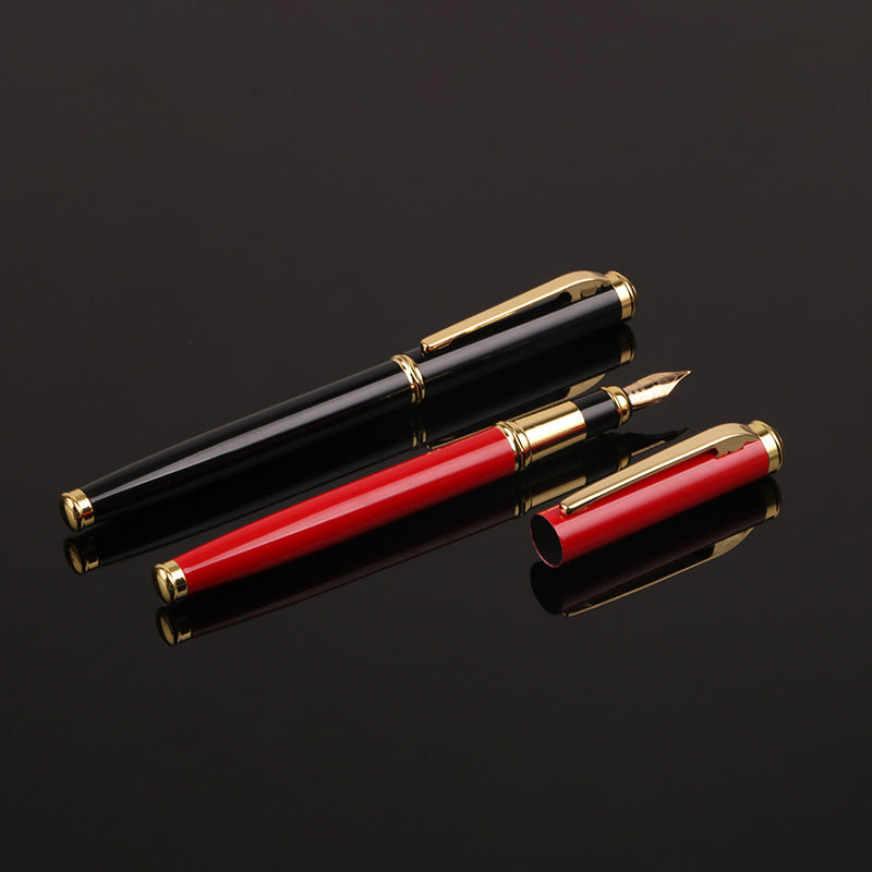0.5mm Metal Fountain Pen | Replaceable Ink | Yijin Nib | Business, Office & Student Writing | Black & Red | Single & Set