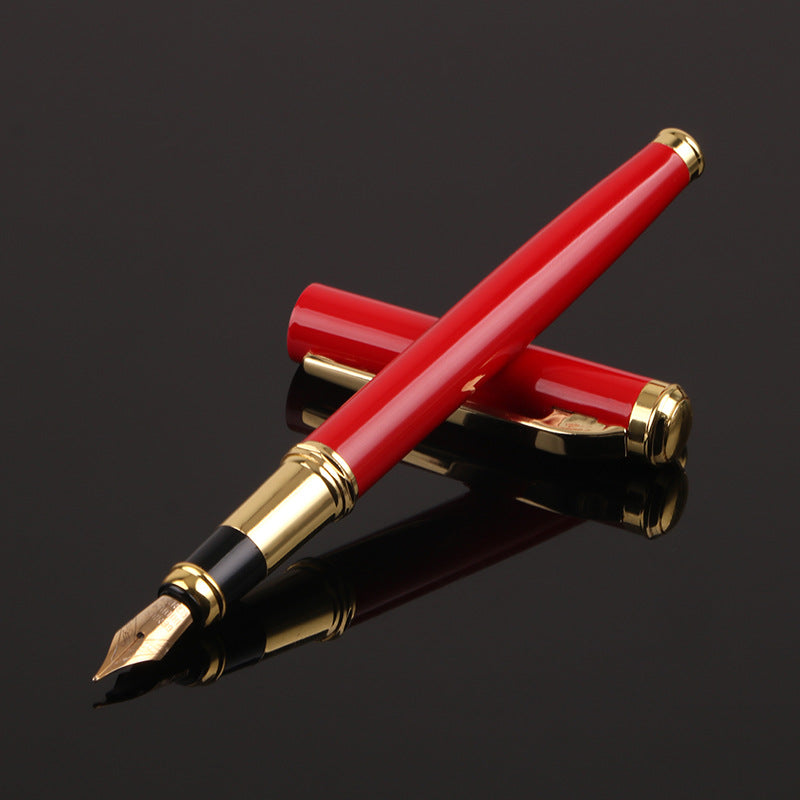 0.5mm Metal Fountain Pen | Replaceable Ink | Yijin Nib | Business, Office & Student Writing | Black & Red | Single & Set