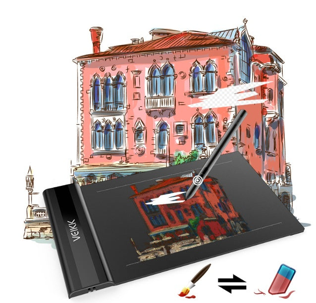 S640 Graphics Drawing Tablet | 6×4" | 8192 Pressure Levels | 5080 LPI | Battery-Free Pen | USB | Black