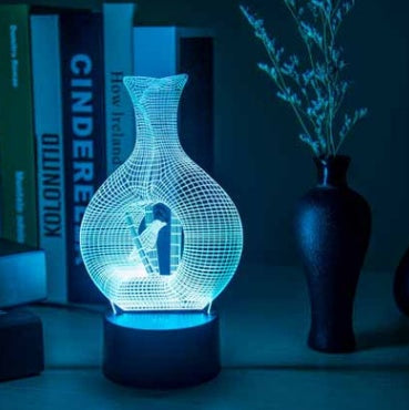 7-Colour Touch Control 3D Acrylic LED Night Light | Auto Colour-Changing | USB | 10,000hr | Acrylic + ABS | Bedroom, Bar & Cafe Decor