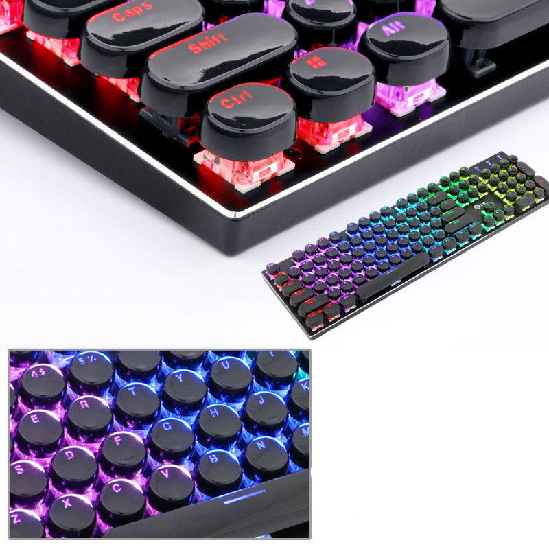 104-Key Crystal Mechanical Keyboard Keycap Set | Chocolate, Square & Punk Round | Black & White