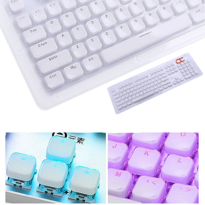 104-Key Crystal Mechanical Keyboard Keycap Set | Chocolate, Square & Punk Round | Black & White