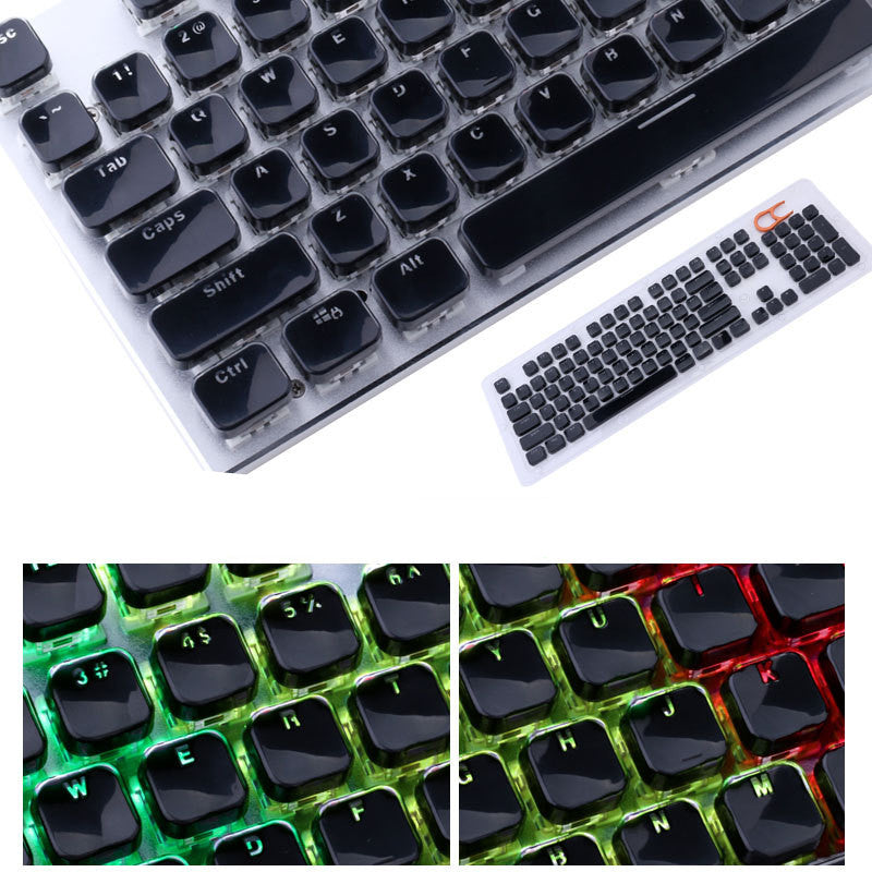 104-Key Crystal Mechanical Keyboard Keycap Set | Chocolate, Square & Punk Round | Black & White