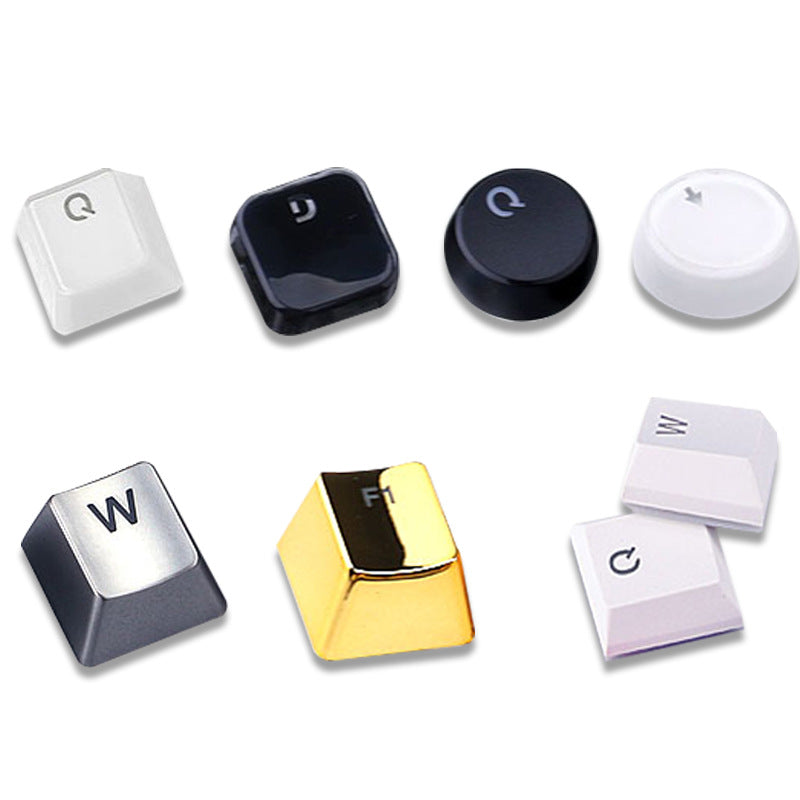 104-Key Crystal Mechanical Keyboard Keycap Set | Chocolate, Square & Punk Round | Black & White