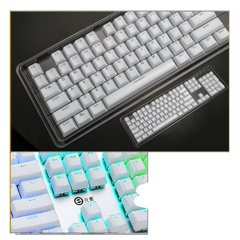 104-Key Crystal Mechanical Keyboard Keycap Set | Chocolate, Square & Punk Round | Black & White
