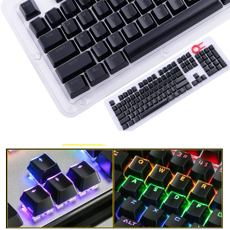 104-Key Crystal Mechanical Keyboard Keycap Set | Chocolate, Square & Punk Round | Black & White