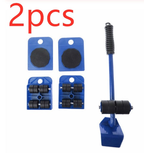 Furniture Moving Lifter & Slider Set | 150kg Capacity | Pry Bar + 4 Square Pulleys | ABS & Steel | Blue, Red & Yellow