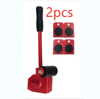 Furniture Moving Lifter & Slider Set | 150kg Capacity | Pry Bar + 4 Square Pulleys | ABS & Steel | Blue, Red & Yellow