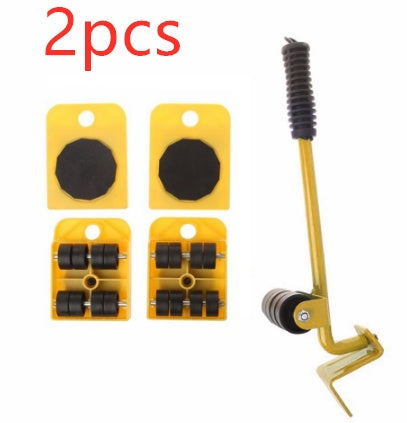 Furniture Moving Lifter & Slider Set | 150kg Capacity | Pry Bar + 4 Square Pulleys | ABS & Steel | Blue, Red & Yellow
