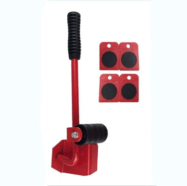 Furniture Moving Lifter & Slider Set | 150kg Capacity | Pry Bar + 4 Square Pulleys | ABS & Steel | Blue, Red & Yellow