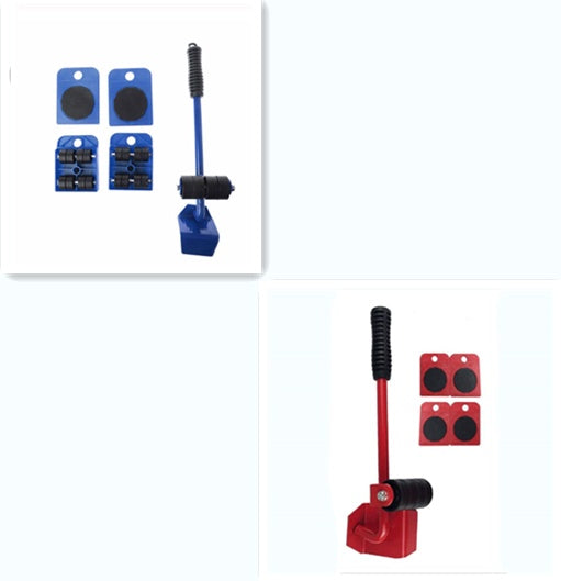 Furniture Moving Lifter & Slider Set | 150kg Capacity | Pry Bar + 4 Square Pulleys | ABS & Steel | Blue, Red & Yellow